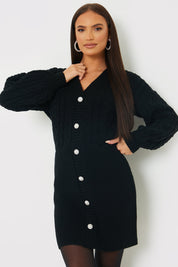 Button Up Knit Mini Dress