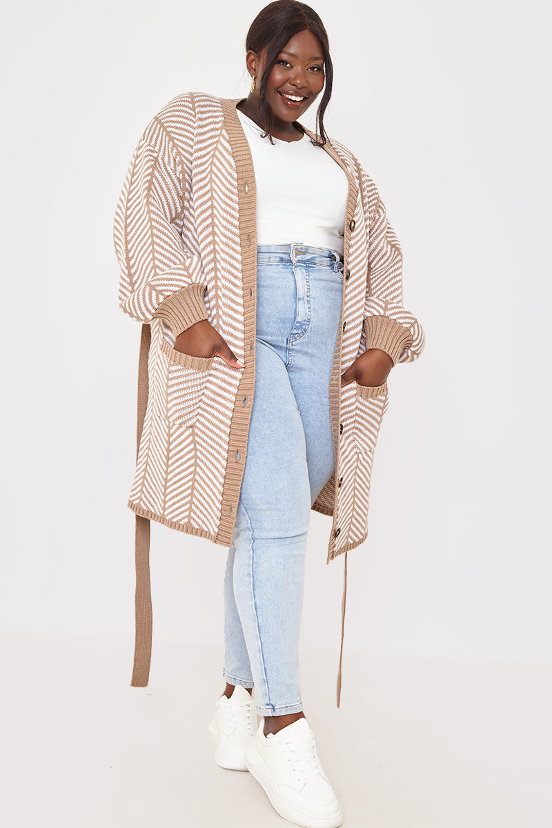 Herringbone Belted Cardigan