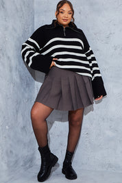 Stripe Knit Half Zip Jumper
