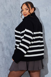 Stripe Knit Half Zip Jumper