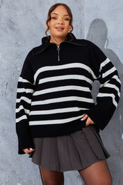 Stripe Knit Half Zip Jumper