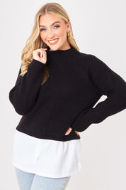 High Neck Shirt Contrast Jumper