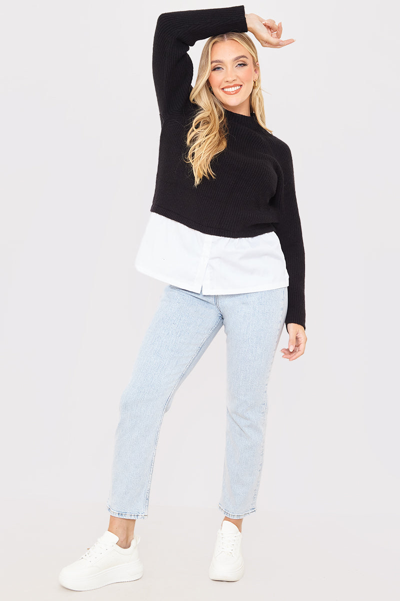 High Neck Shirt Contrast Jumper
