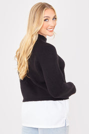 High Neck Shirt Contrast Jumper
