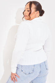 Ribbed CollaFitted Cardigan