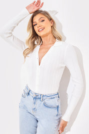 Ribbed CollaFitted Cardigan