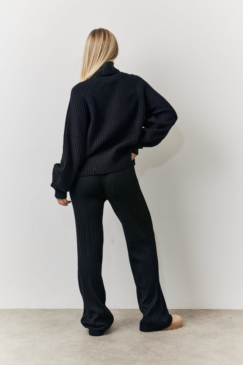 Rib Knit Wide Leg Co Ord Trouser