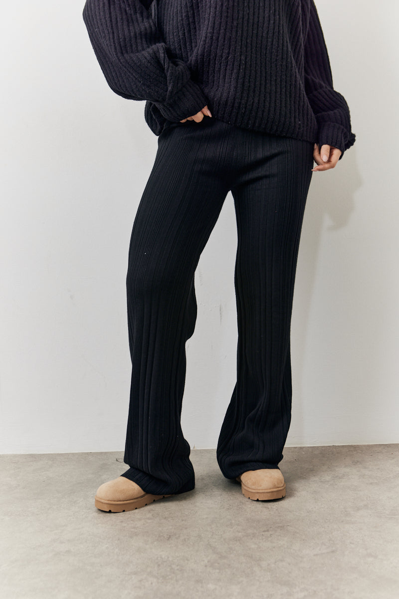 Rib Knit Wide Leg Co Ord Trouser