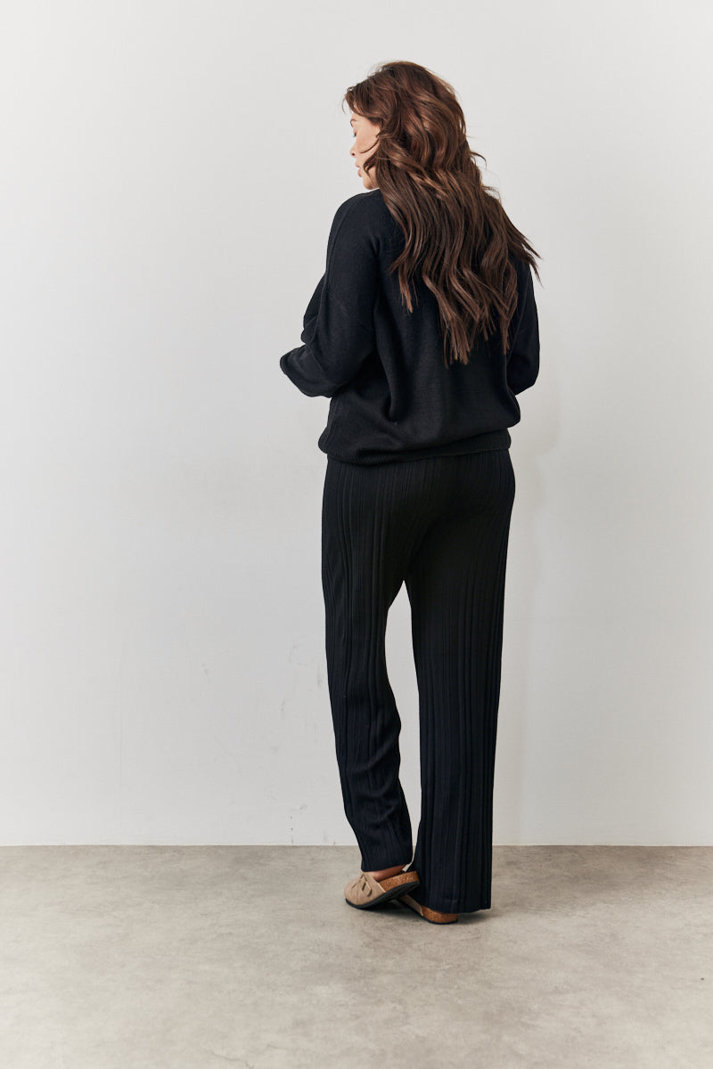 Rib Knit Wide Leg Co Ord Trouser