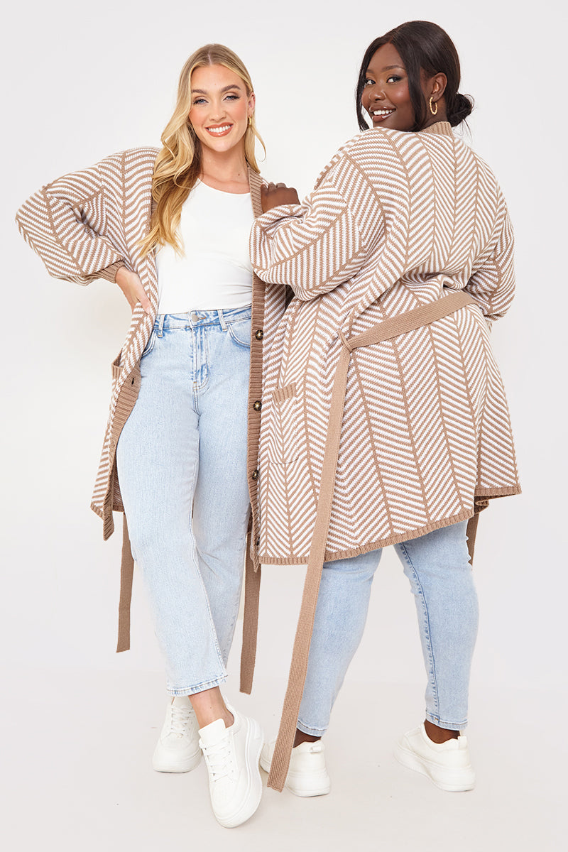 Herringbone Belted Cardigan