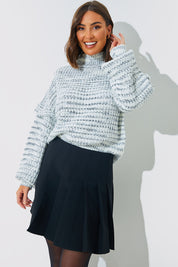 High Neck Frill Sleeve Marl Jumper