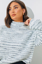 High Neck Frill Sleeve Marl Jumper