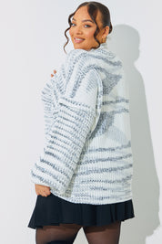 High Neck Frill Sleeve Marl Jumper