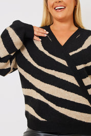 Animal Print Wrap Jumper