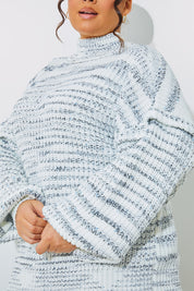 High Neck Frill Sleeve Marl Jumper