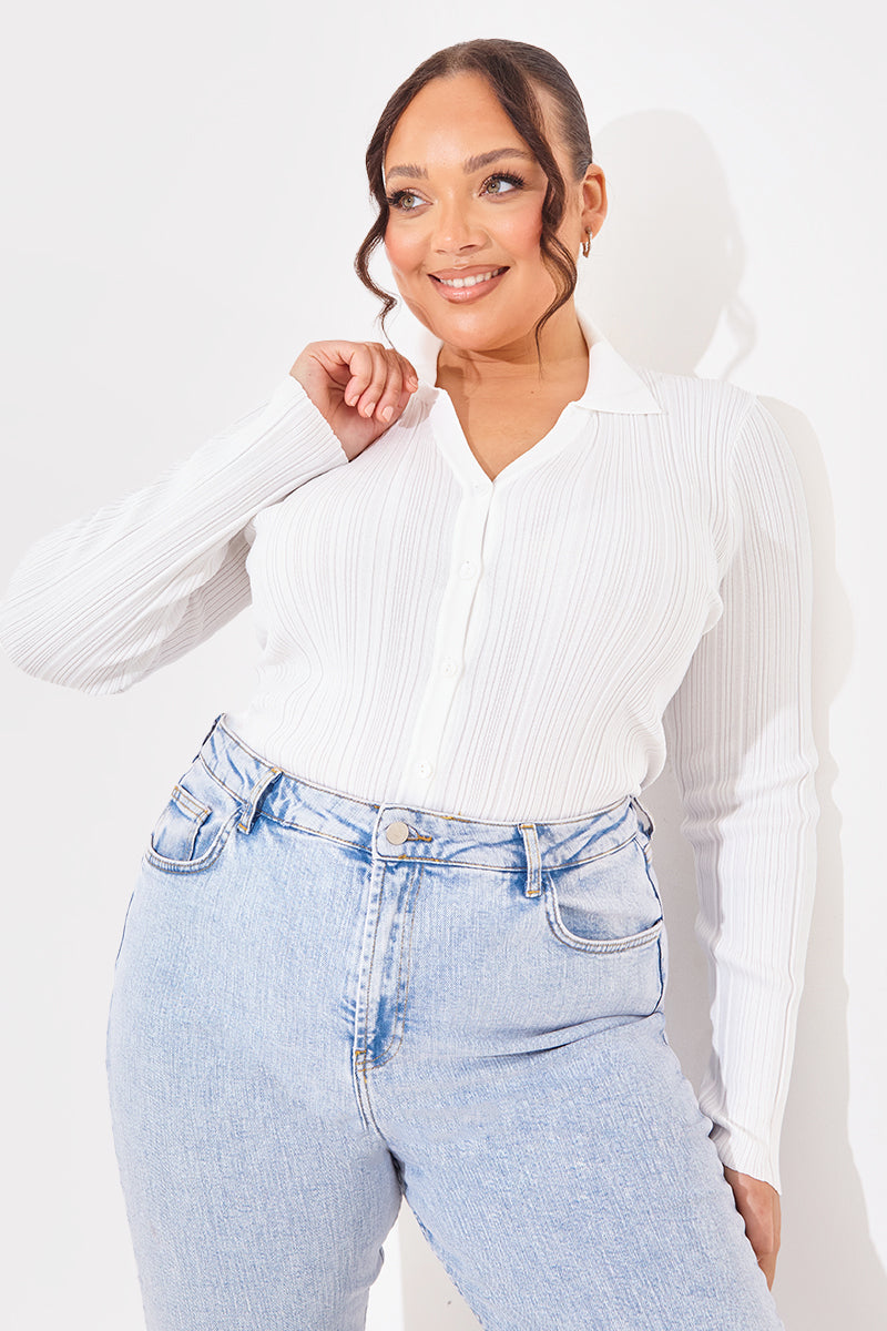 Ribbed CollaFitted Cardigan