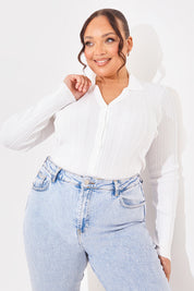 Ribbed CollaFitted Cardigan