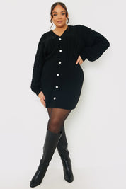 Button Up Knit Mini Dress