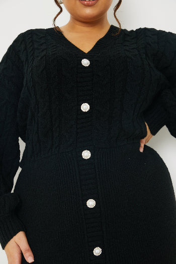 Button Up Knit Mini Dress
