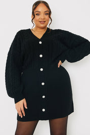 Button Up Knit Mini Dress