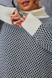 Monochrome Roll Neck Oversized Knit Jumper