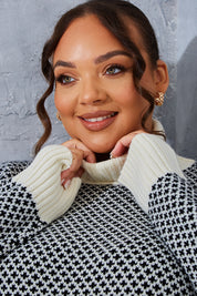 Monochrome Roll Neck Oversized Knit Jumper