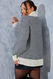 Monochrome Roll Neck Oversized Knit Jumper