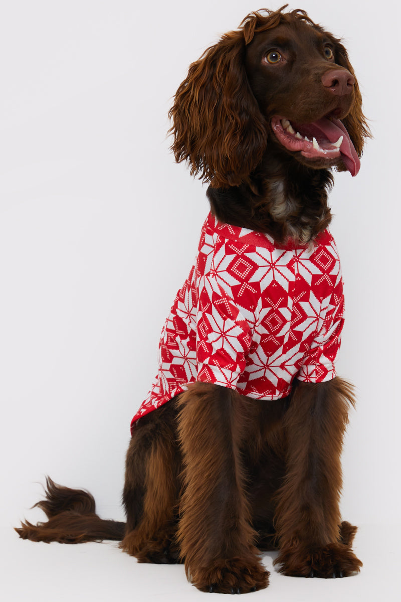 Long Sleeve Jersey Printed Top With Dogs