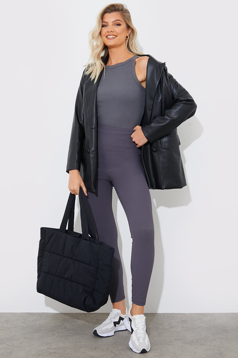 High Waisted Sculpt and Control Ribbed Leggings