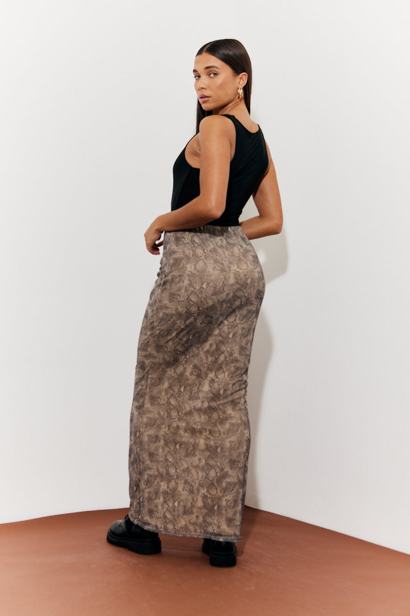 Snake Skin Printed Mesh Shirt