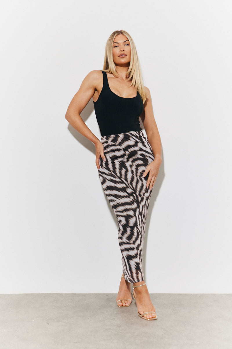 Printed Magisculpt Bodycon Midi Skirt