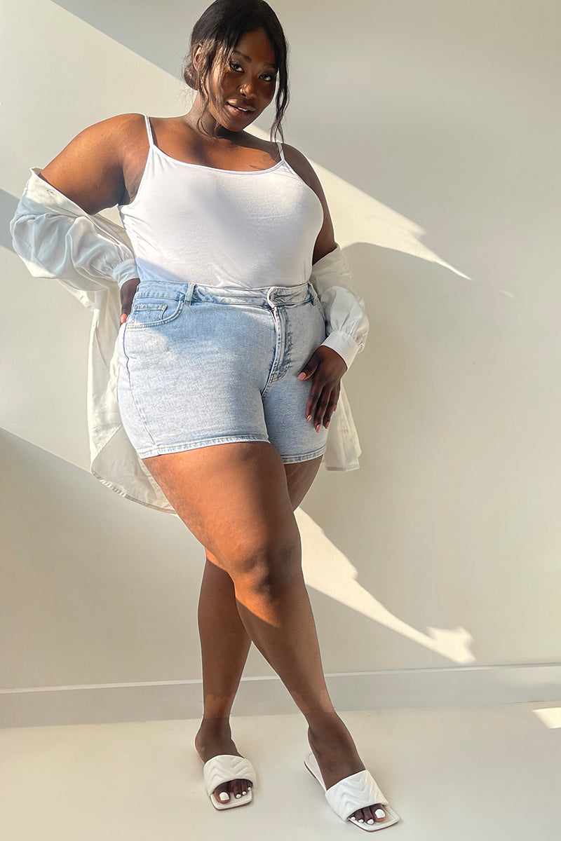 Light Wash Denim High Waist Shorts
