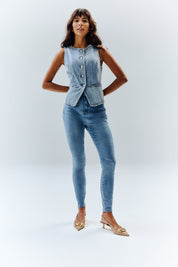 Denim Crew Neck Waistcoat
