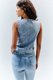 Denim Crew Neck Waistcoat