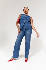 Denim Crew Neck Waistcoat
