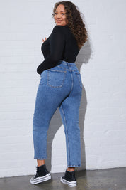 Mid Straight Leg High Rise Ankle Grazer Jeans