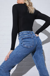 Mid Straight Leg High Rise Ankle Grazer Jeans