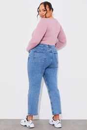 Mid Straight Leg High Rise Ankle Grazer Jeans