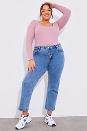 Mid Straight Leg High Rise Ankle Grazer Jeans