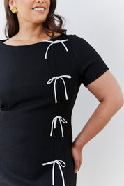 Short Sleeve Bow Mini Dress