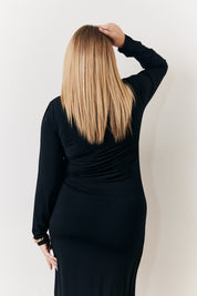 Its Draped High Neck Dress Black
