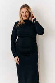 Its Draped High Neck Dress Black