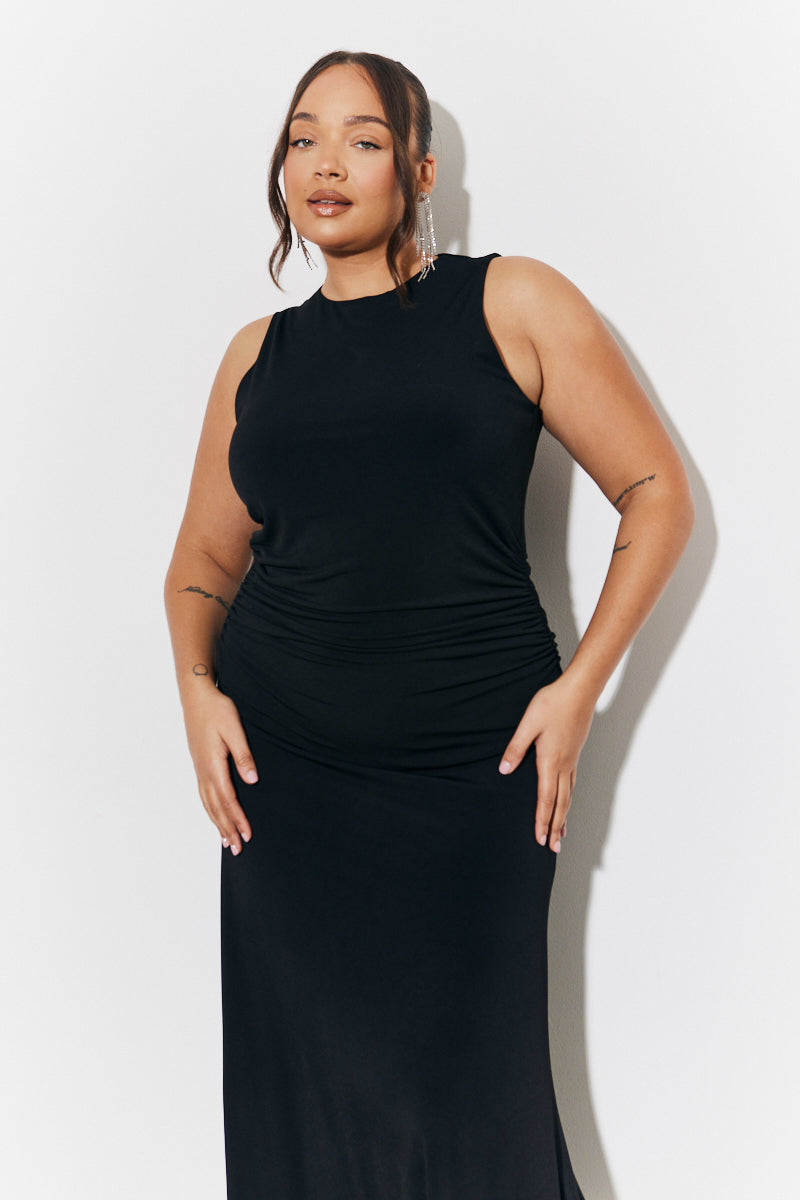 Magisculpt High Neck Ruched Maxi Dress