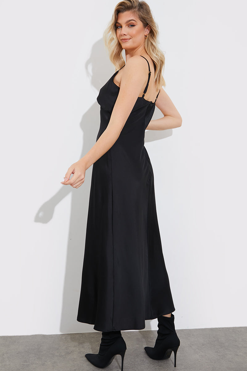 Satin Plunge Midaxi Dress