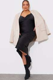 Satin Plunge Midaxi Dress