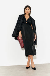 Lace Trim Satin Midi Dress
