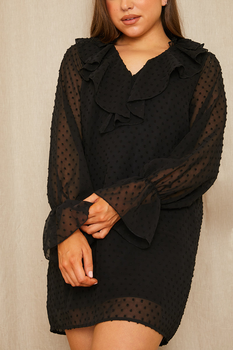 Dobby Frill Shift Dress