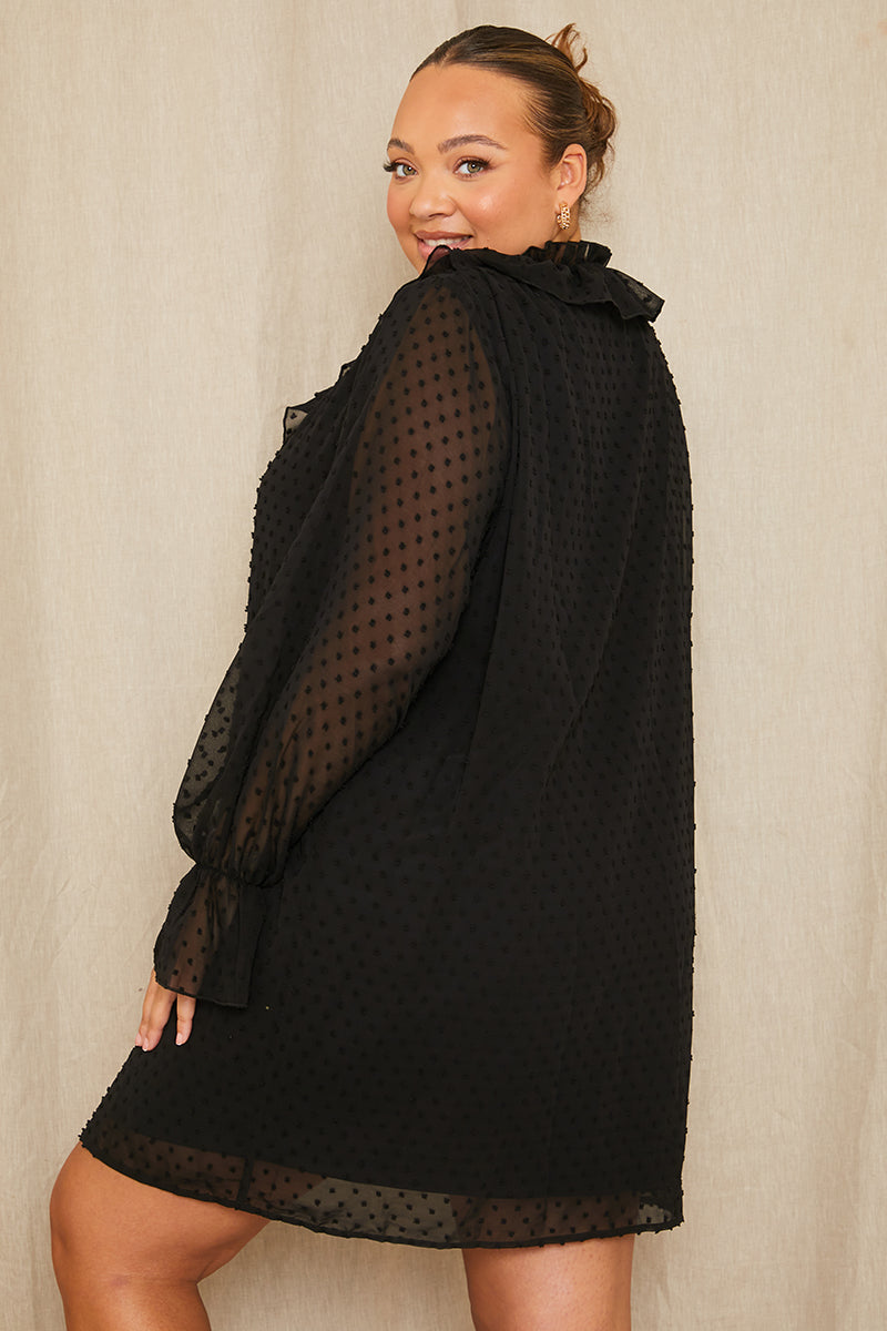 Dobby Frill Shift Dress