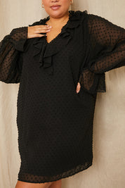 Dobby Frill Shift Dress