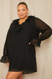 Dobby Frill Shift Dress